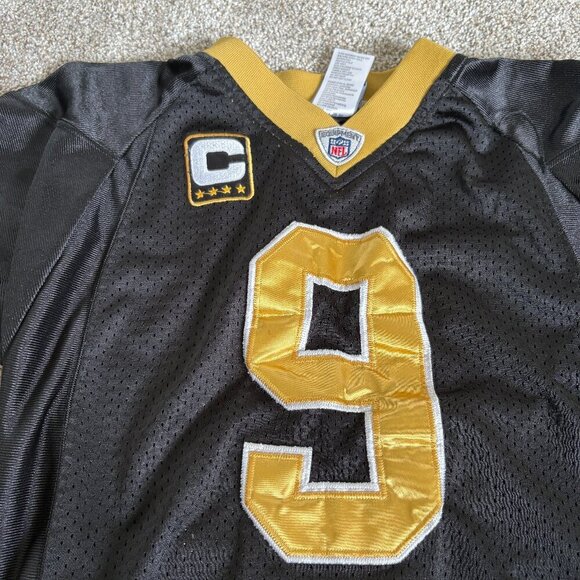 New Orleans Saints NFL Jersey Reebok Size L Kids Brees #9 Football OnField Black - Picture 3 of 9